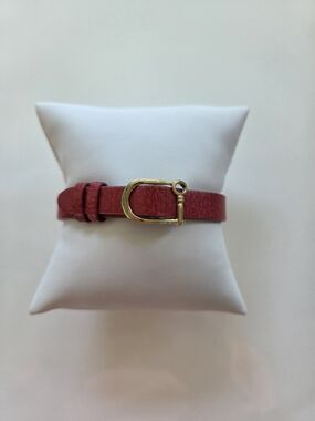 KEEP Collective Red Leather Bracelet with Gold Buckle
